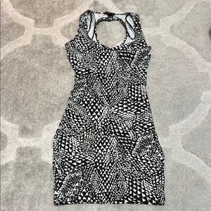 Material Girl Black and White Halter Bodycon Dress